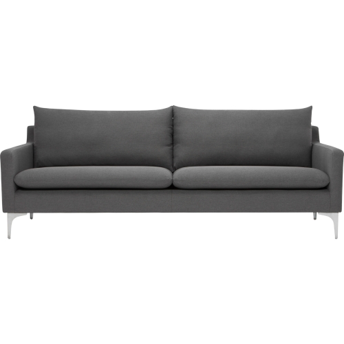 Anders Triple Seat Sofa in in Slate Grey Fabric on Silver Metal Legs